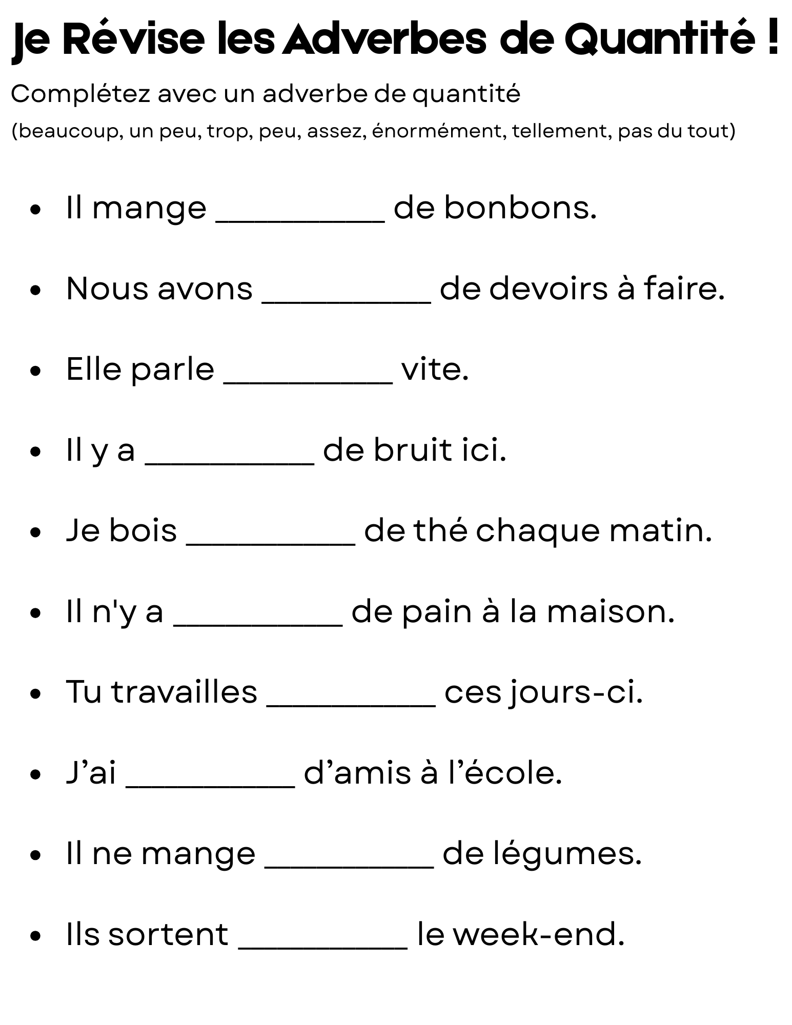 Interrogatifs Worksheet