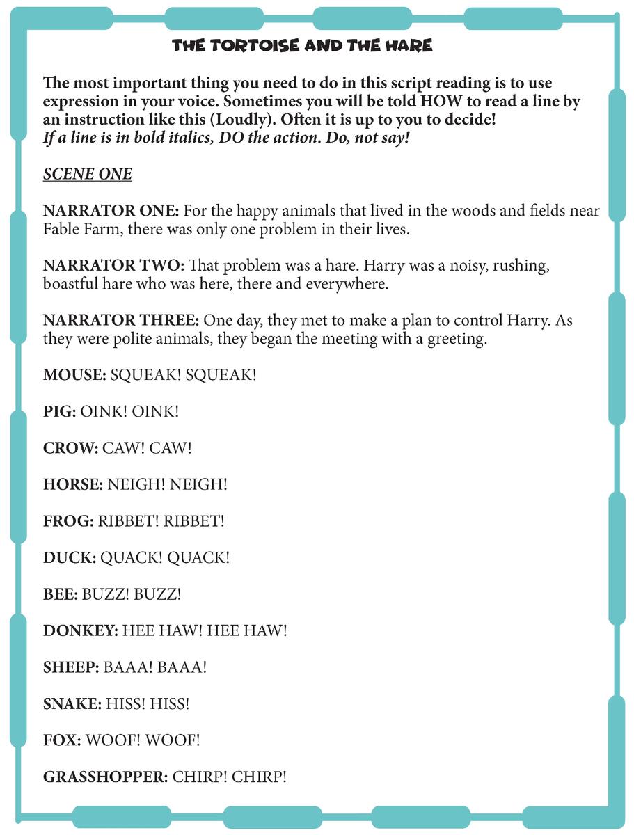 Aesop S Fable The Tortoise And The Hare WHOLE CLASS READERS THEATER SCRIPT Made By Teachers
