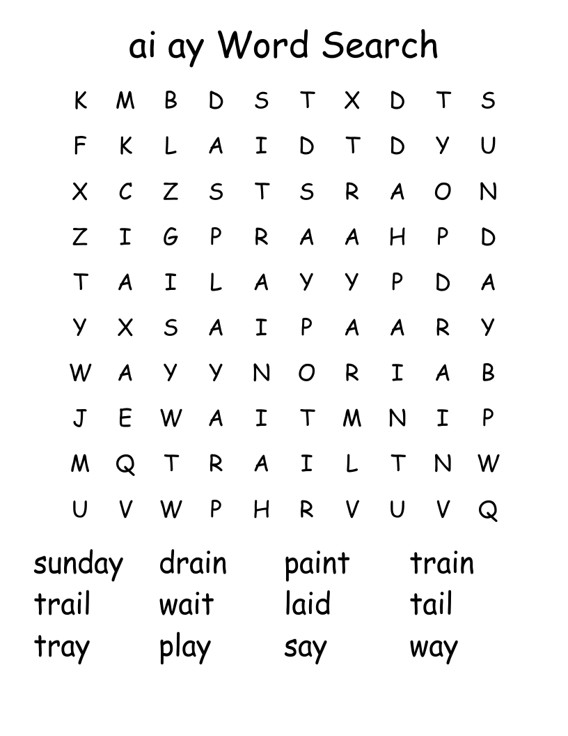 Ai Ay Word Search WordMint Ai Ay Word Search WordMint