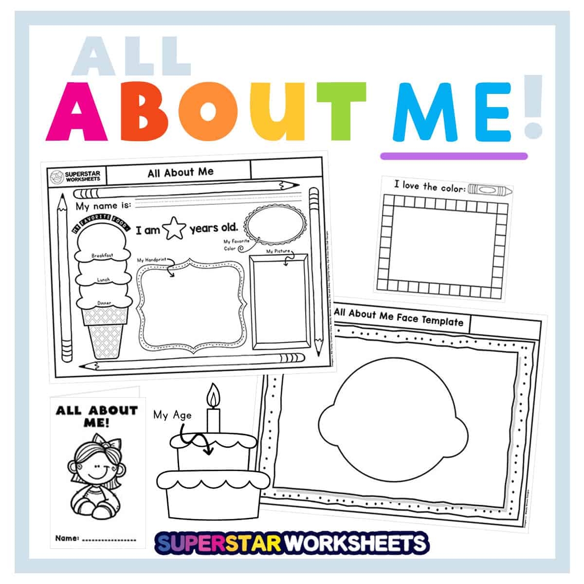 All About Me Printable Preschool Worksheet Free PDF MindyMakes