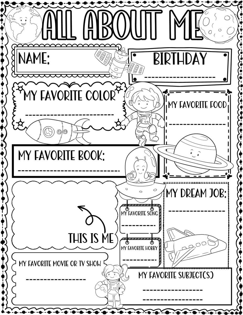 All About Me Worksheet Free