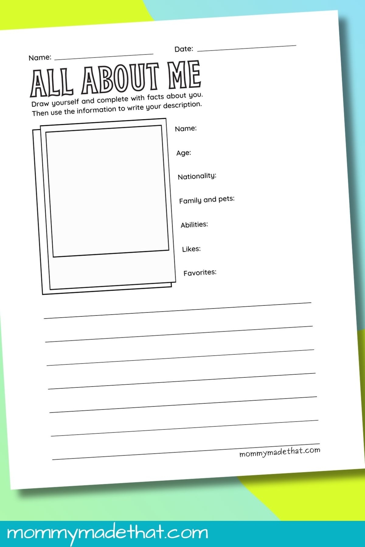 All About Me Worksheets Free Printable Get To Know Me Activity