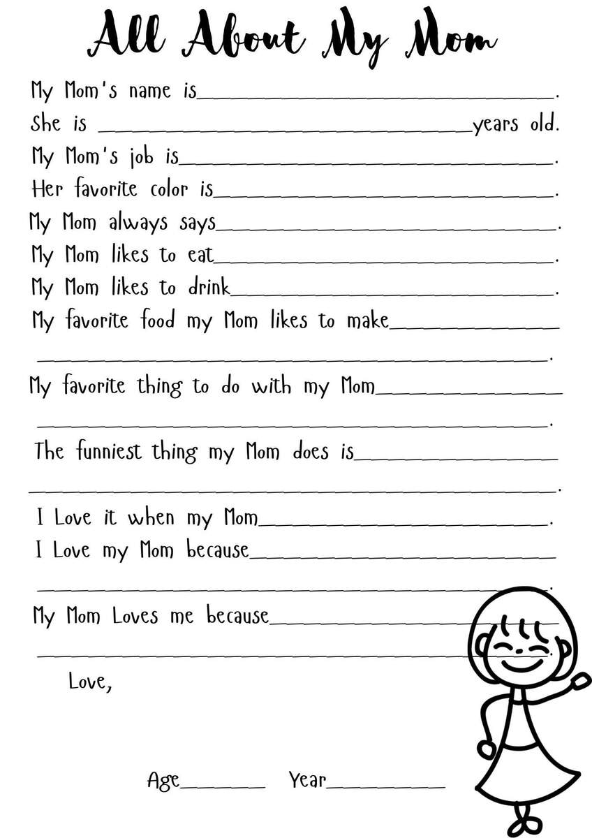 All About My Mom Printable Questionnaire Mother S Day Birthday Gift PDF Etsy Israel