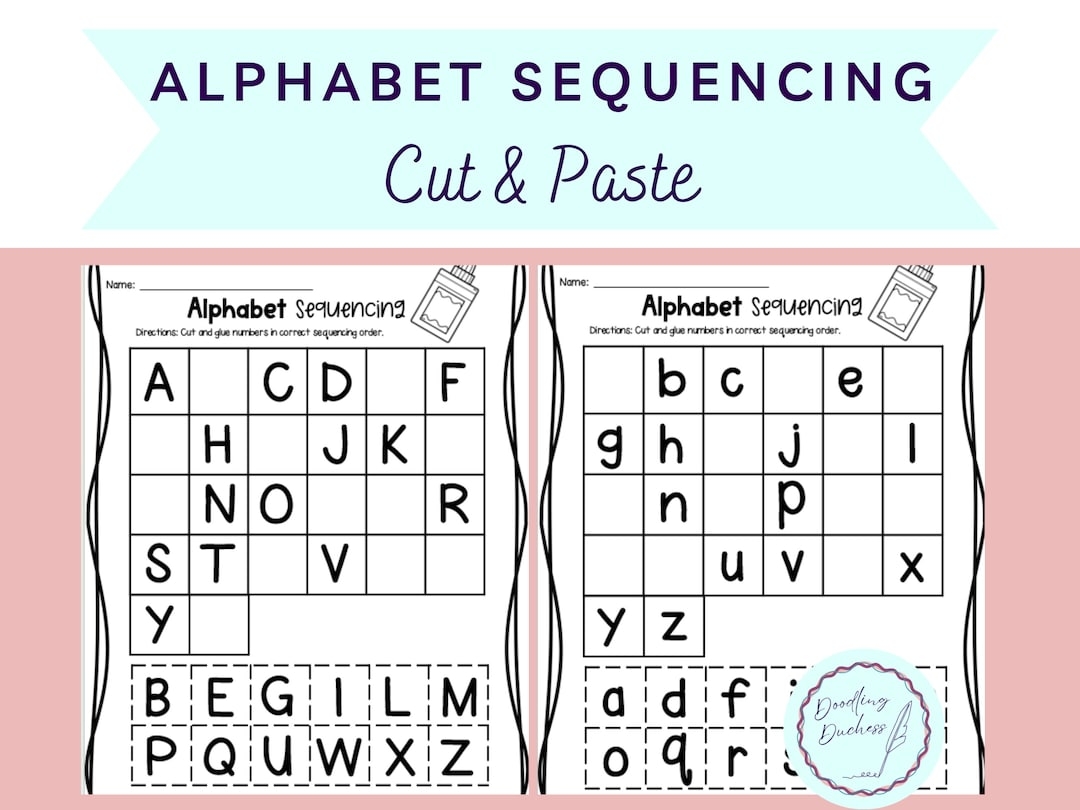 Alphabet Sequencing Cut Paste Letters Uppercase Lowercase Fine Motor Skills Scissors Pre k Kindergarten Worksheets Printable Etsy
