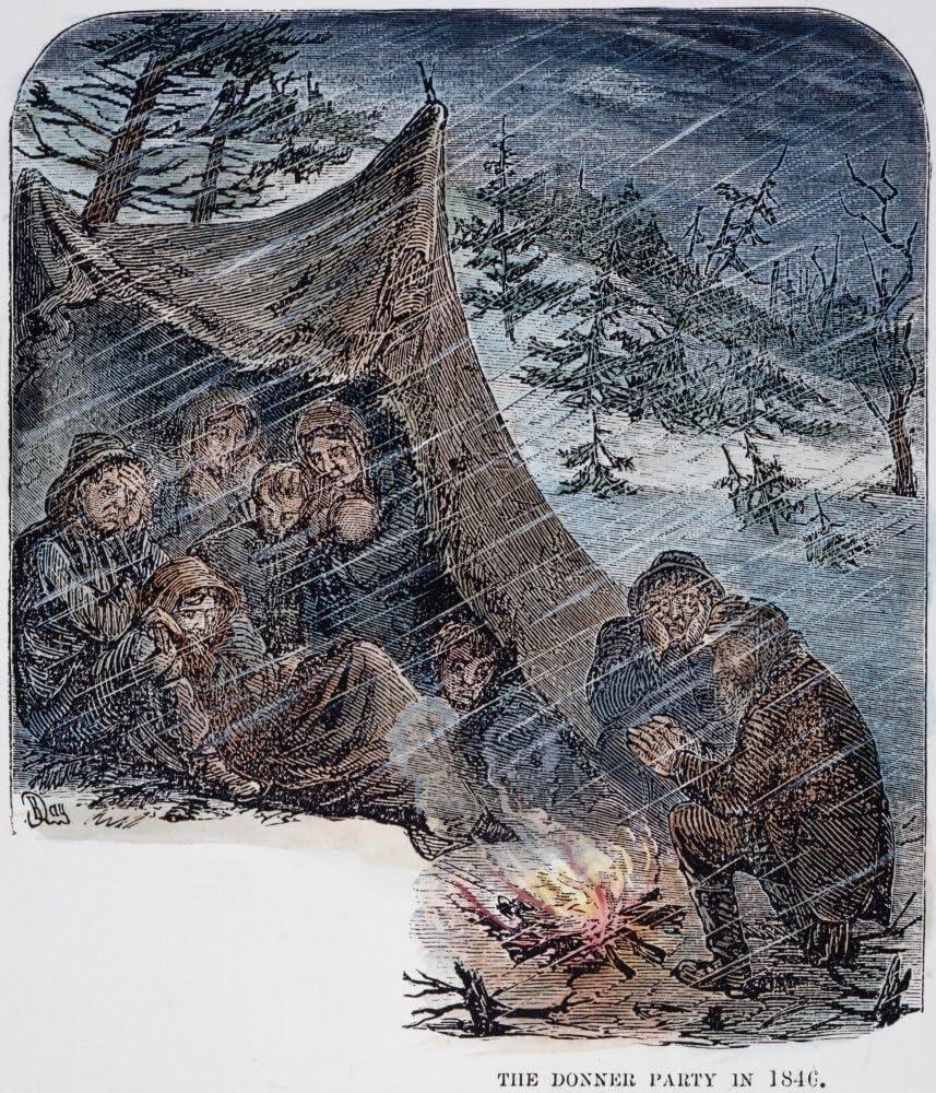 Amazon Donner Party 1846 47 Nmembers Of The Donner Party Trapped By Snow In A Sierra Nevada Pass Huddle To Keep Warm During The Winter Of 1846 47 American Engraving 19Th Century Poster Print Amazon Donner Party 1846 47 Nmembers Of The Donner Party Trapped By Snow In A Sierra Nevada Pass Huddle To Keep Warm During The Winter Of 1846 47 American Engraving 19Th Century Poster Print
