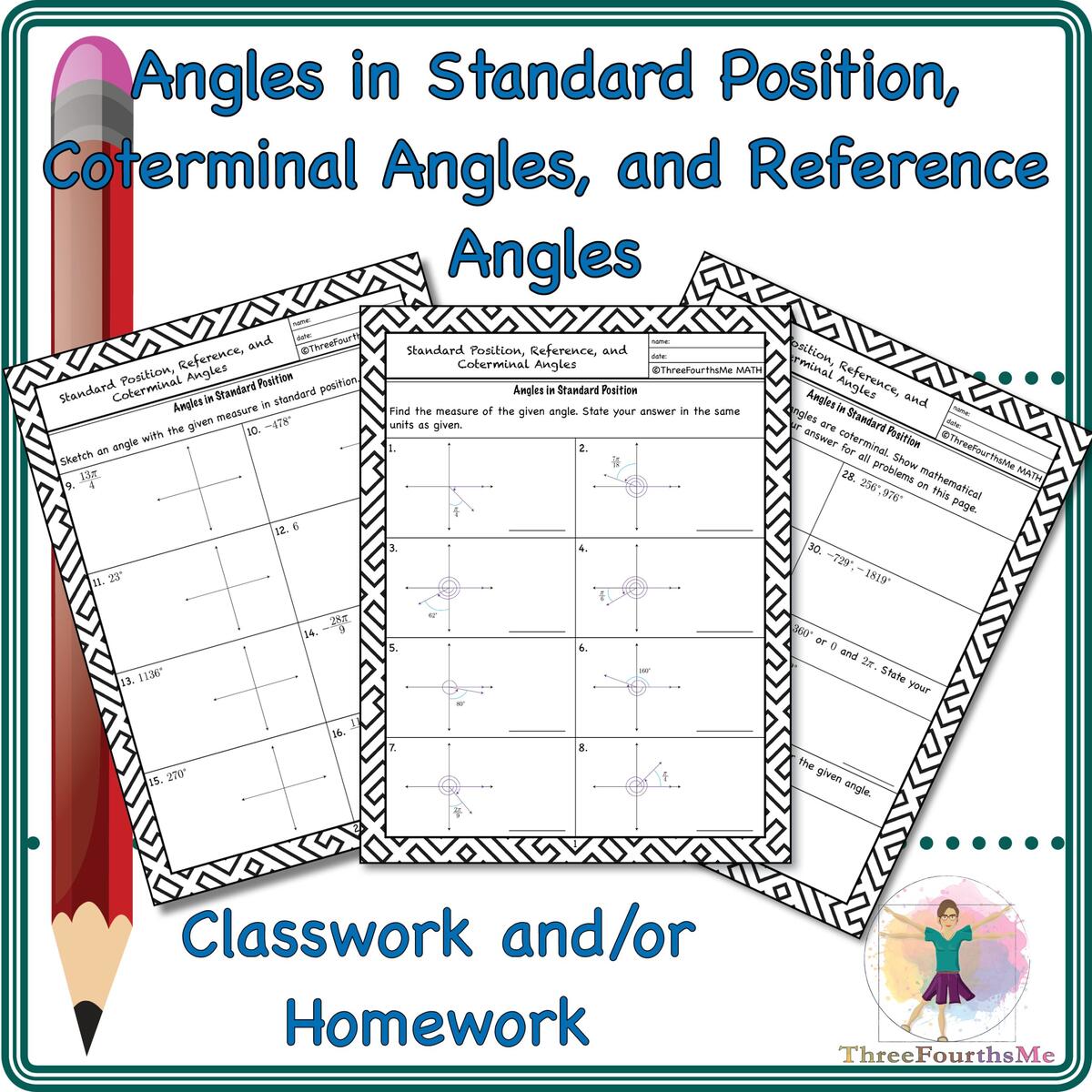 Angles In Standard Position Differentiated Circuit Worksheet Trigonometry Maila Rivera Math With Ms Rivera High School Math Resources