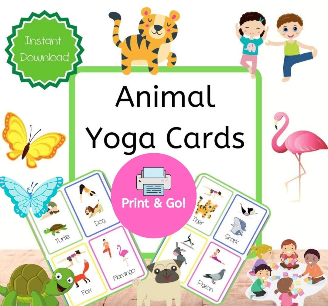 Animal Yoga Cards Etsy