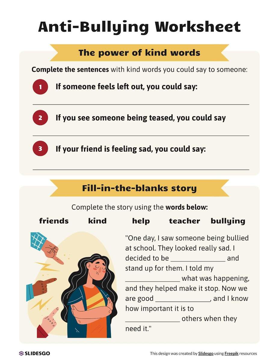 Anti Bullying Worksheet Template Anti Bullying Worksheet Template