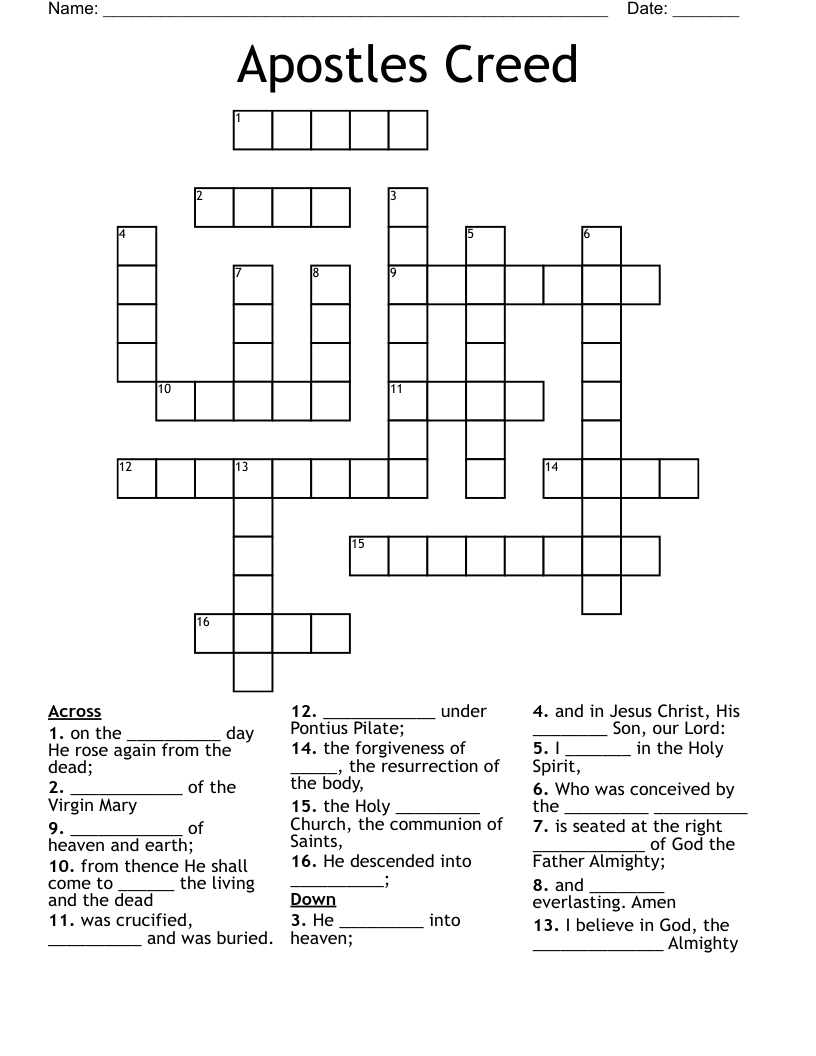 Apostles Creed Worksheet WordMint Apostles Creed Worksheet WordMint