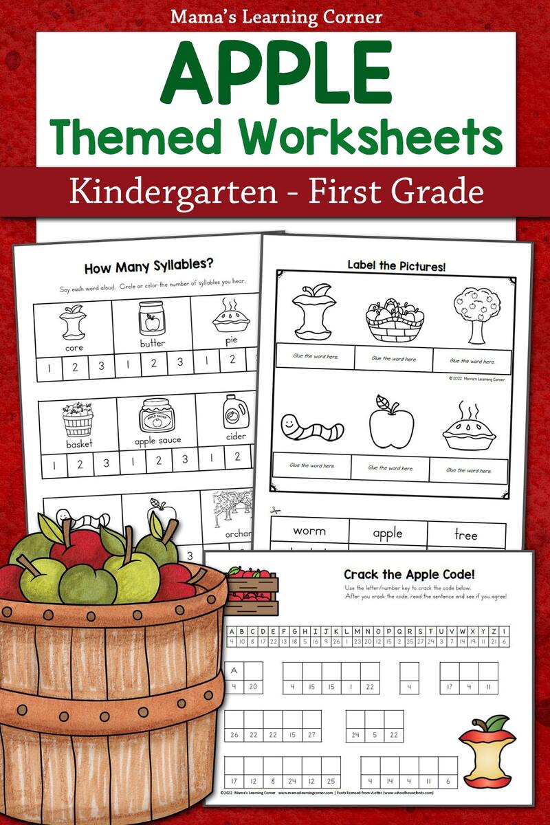 Apple Worksheets For Kindergarten And 1st Grade Mamas Learning Corner Apple Worksheets For Kindergarten And 1st Grade Mamas Learning Corner