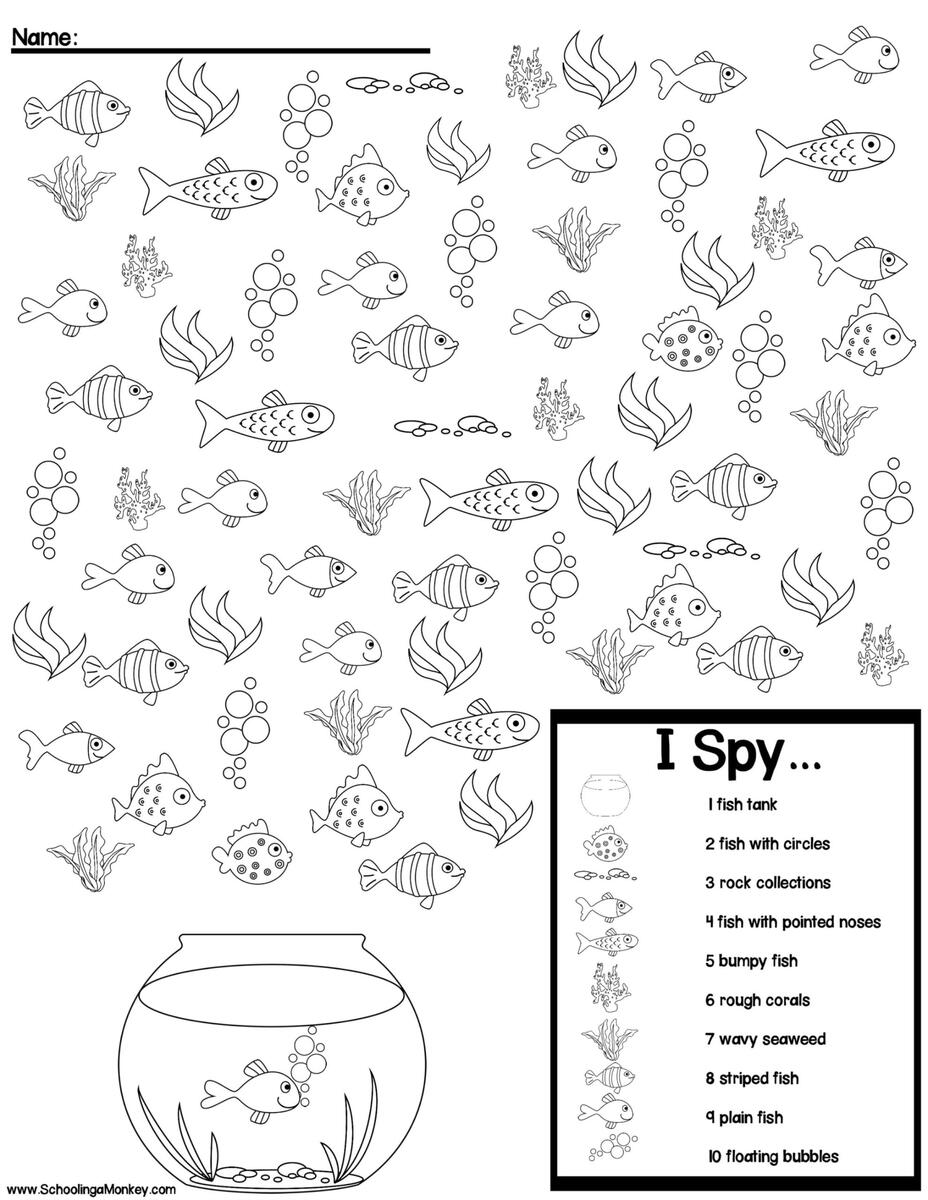 Aquarium I Spy Counting Worksheet STEAMsational