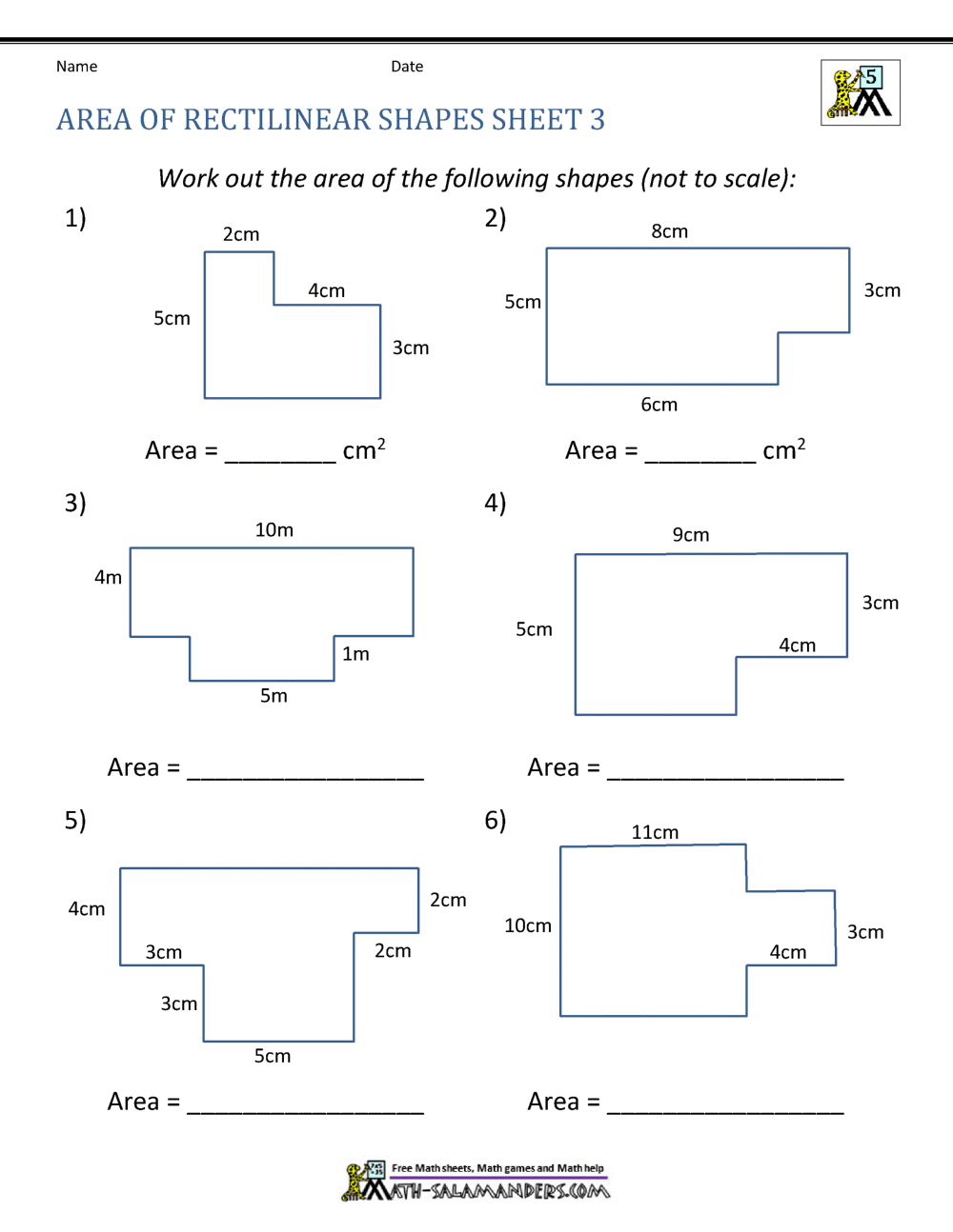 Area Of Rectangle Worksheets Area Worksheets