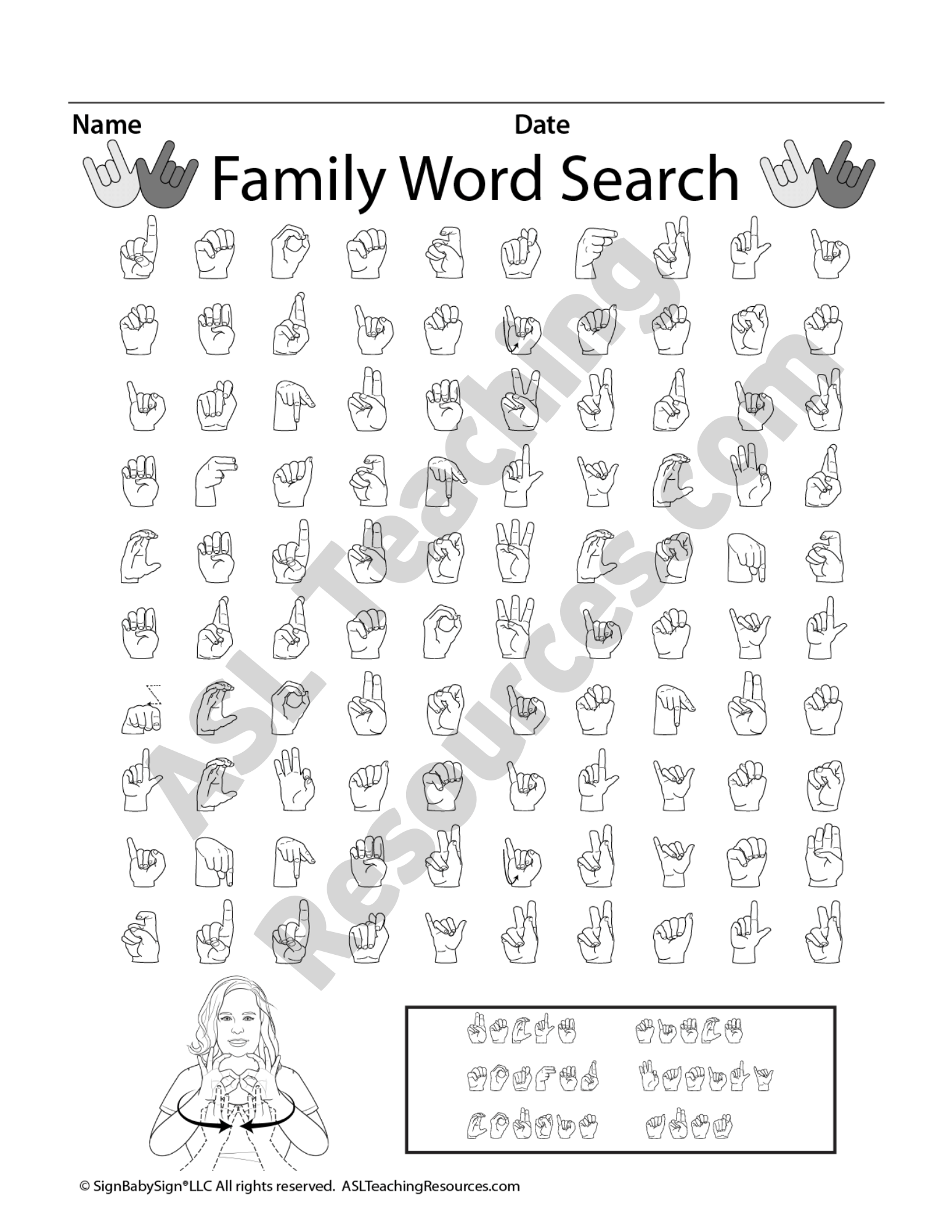 ASL Family Word Search Game ASL Teaching Resources Sign Language ASL Family Free Coloring Pages PDF Printables And Worksheets Lesson Tutor