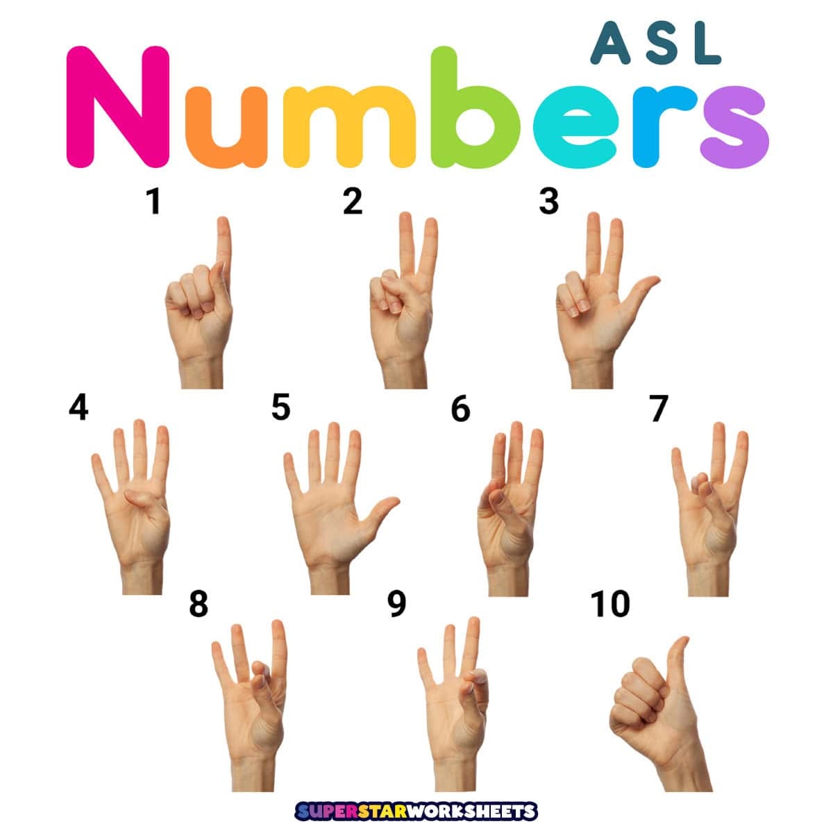 ASL Numbers Superstar Worksheets ASL Numbers Superstar Worksheets