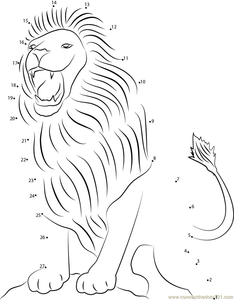 Aslan Lion Dot To Dot Printable Worksheet Connect The Dots