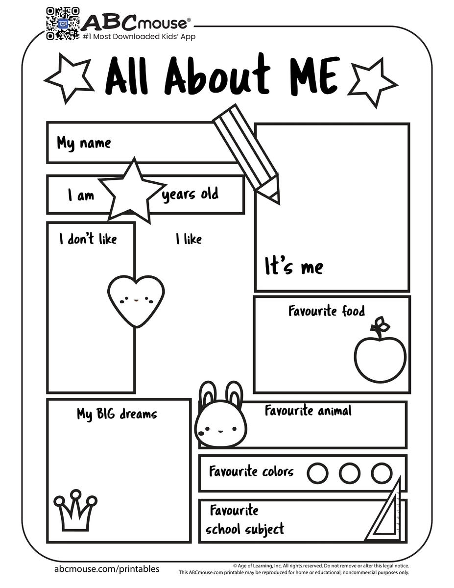 All About Me Printable Preschool Worksheet Free PDF MindyMakes