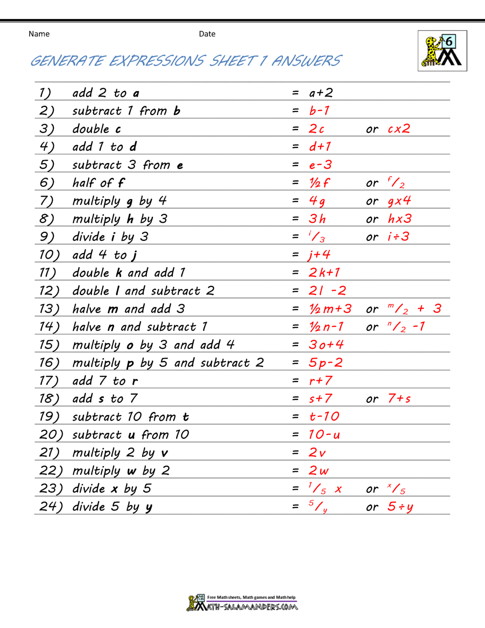 Algebra 1 Worksheets Easy Hard Science