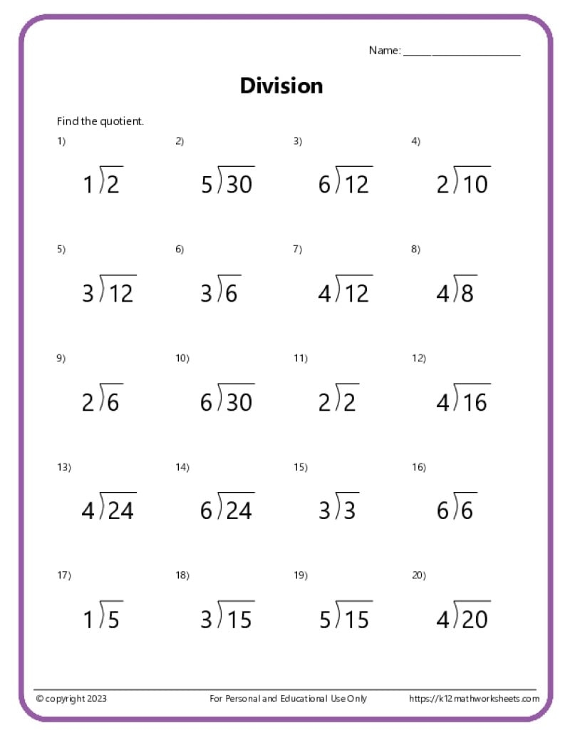Division Worksheets Problems Free Printable Math Drills Free Printables Lettering SVG Files Tools Apps