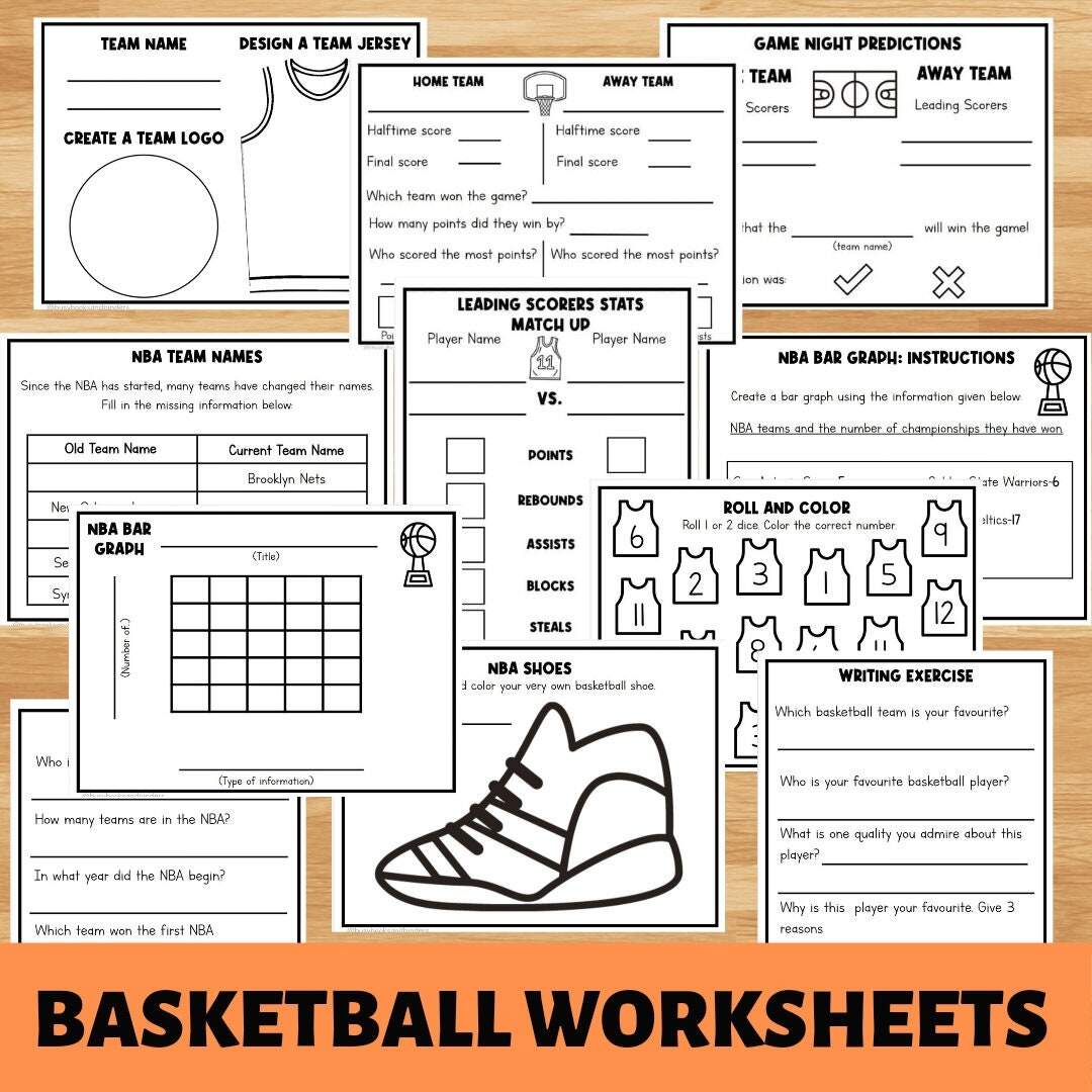 Basketball Worksheet Bundle Homeschool Printables Elementary Worksheets Numbers Math Reading Activity Pages Sports Etsy Basketball Player Color By Number Coloring Page Free Printable