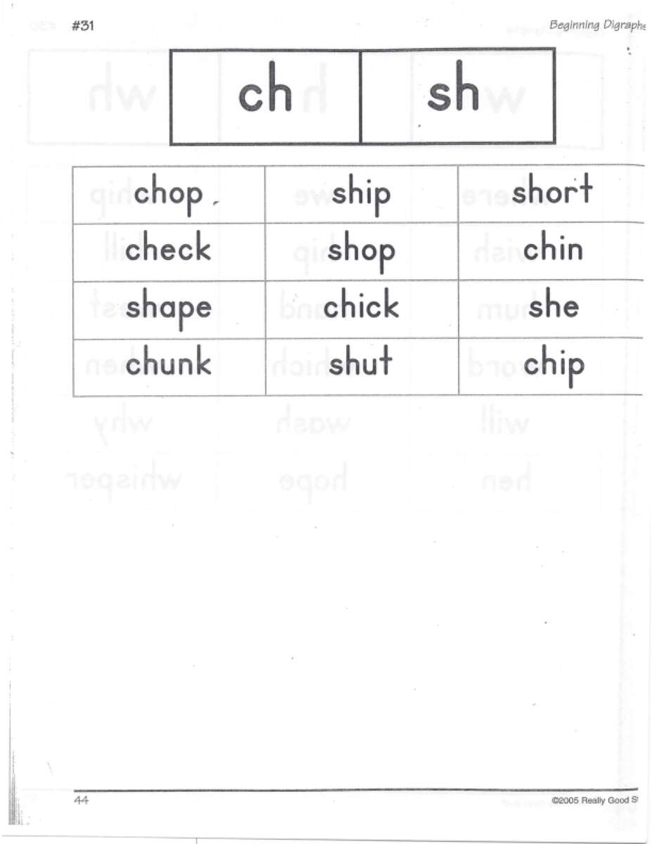 Beginning Digraphs Ch Sh LoveToTeach