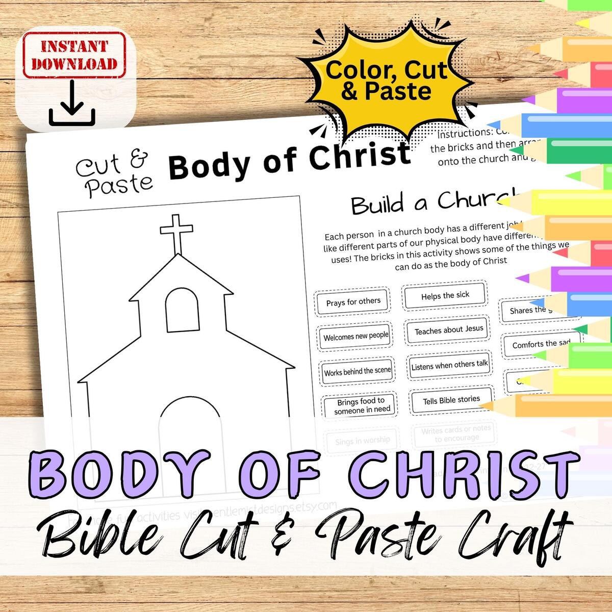 BODY OF CHRIST Build A Church Bible Craft Activity For Kids Printable Diy Cut Paste Kit Sunday School Group Homeschool Worksheet Etsy Israel BODY OF CHRIST Build A Church Bible Craft Activity For Kids Printable Diy Cut Paste Kit Sunday School Group Homeschool Worksheet Etsy Israel