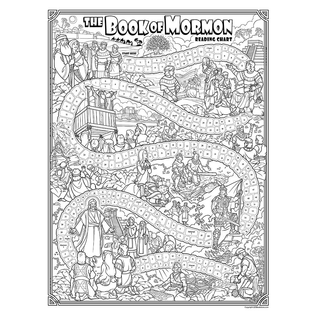 Book Of Mormon Reading Chart Poster Coloring Roadmap Book Of Mormon Stories Scripture Stories Primary Singing