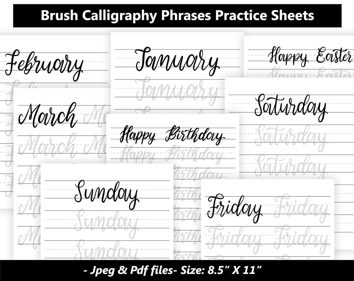Calligraphy Practice Sheets Handlettering Words Practice Printable Handlettering Practice Sheets Calligraphy Practice Worksheet Pdf Digital Etsy