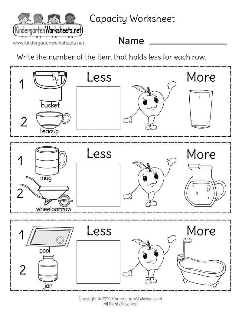 Capacity Worksheet Free Printable Digital PDF Worksheets Library