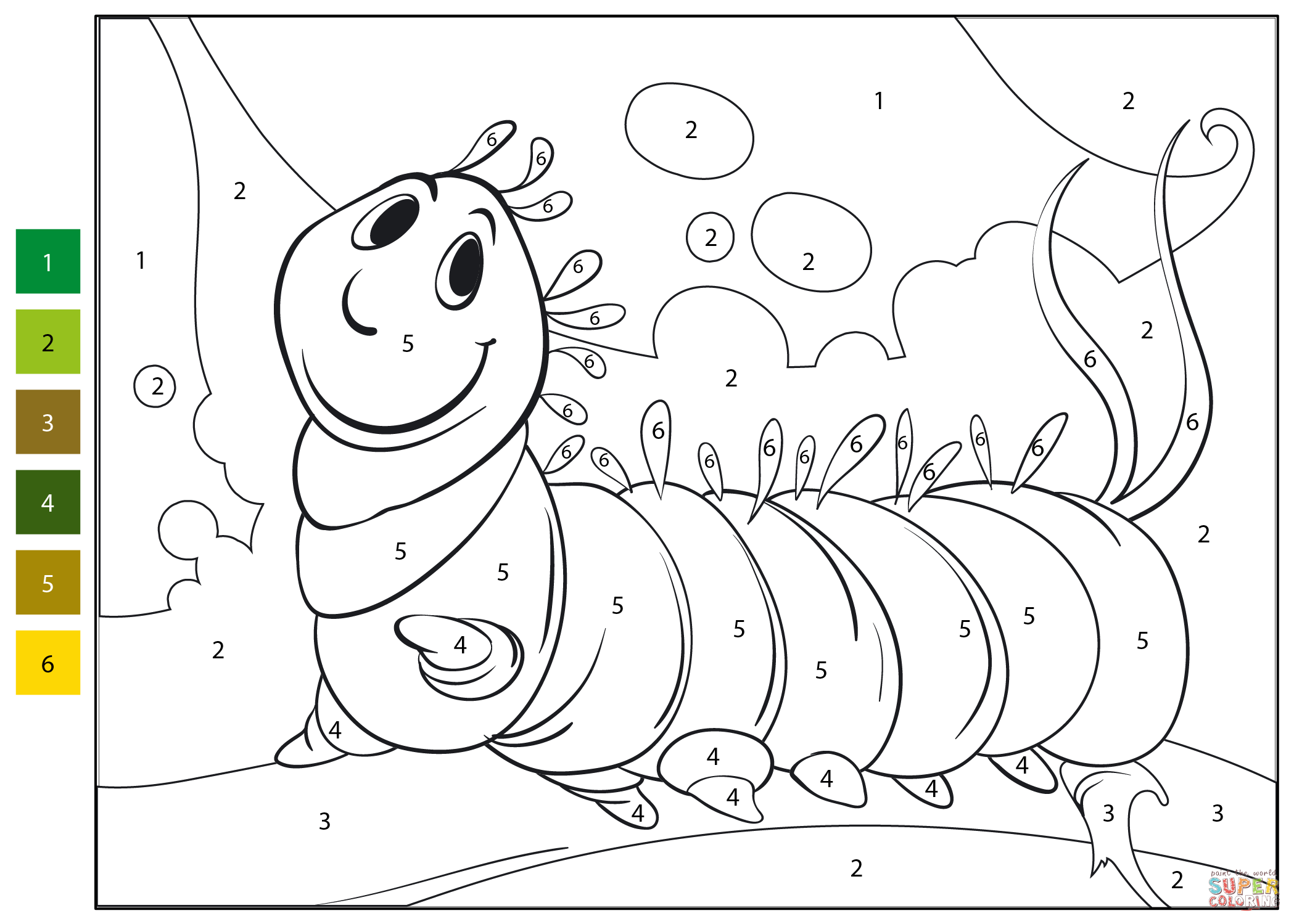 Caterpillar Color By Number Coloring Page Free Printable