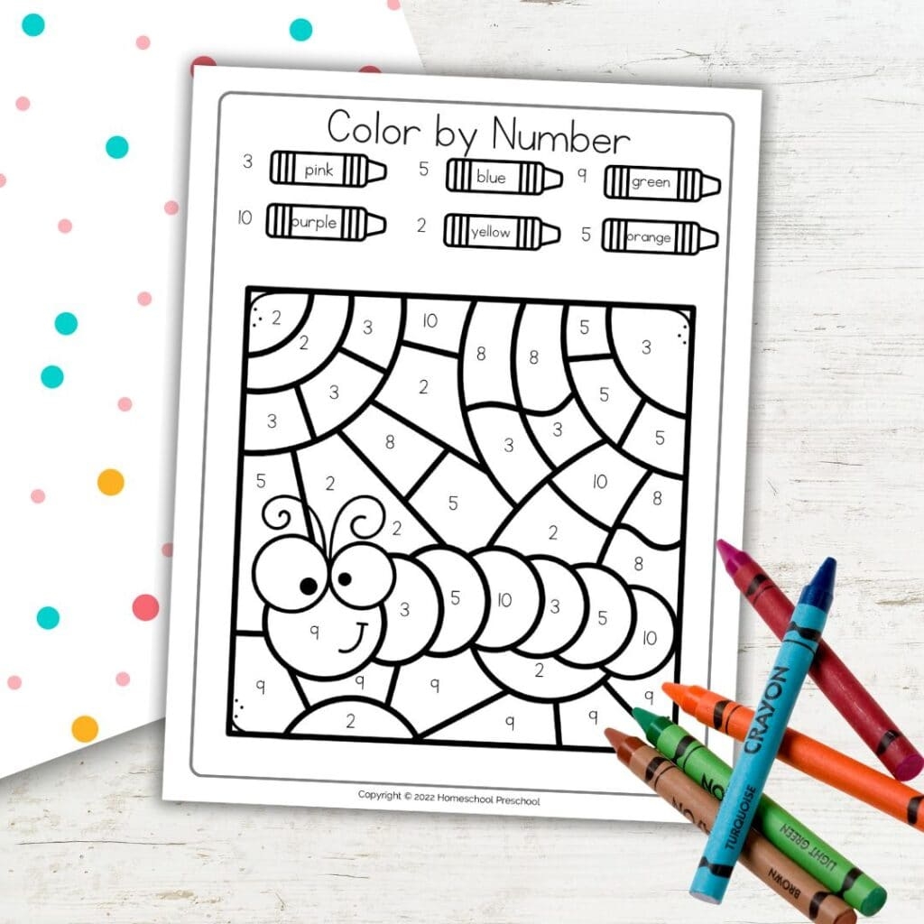 Caterpillar Color By Number Coloring Page Free Printable