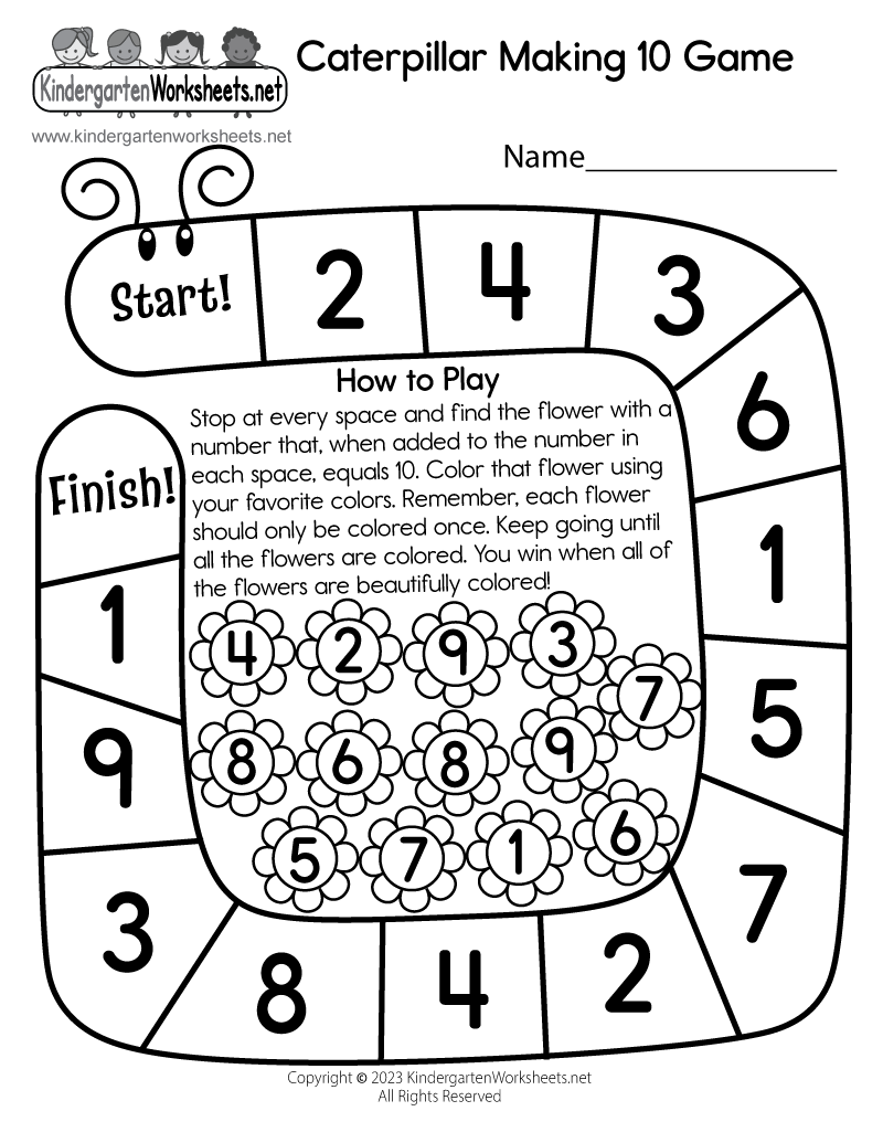 Caterpillar Making 10 Game Worksheet Free Printable Digital PDF Free Printable Butterfly Math Worksheets Fun Engaging Activities