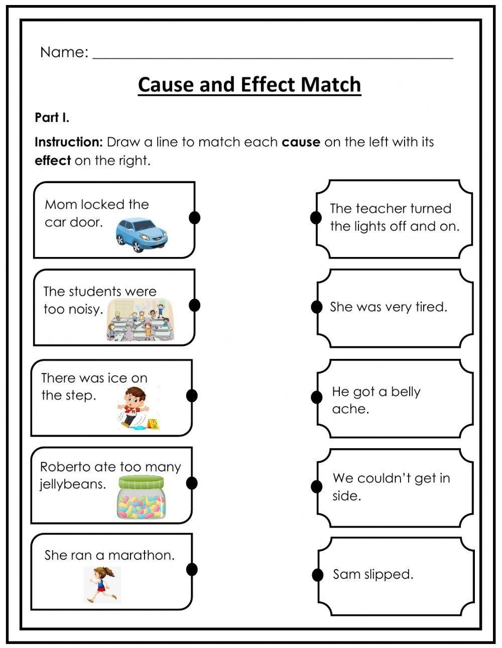 Cause And Effect Match Interactive Worksheet Worksheets Library Printable 4th Grade Cause And Effect Strategies Worksheets