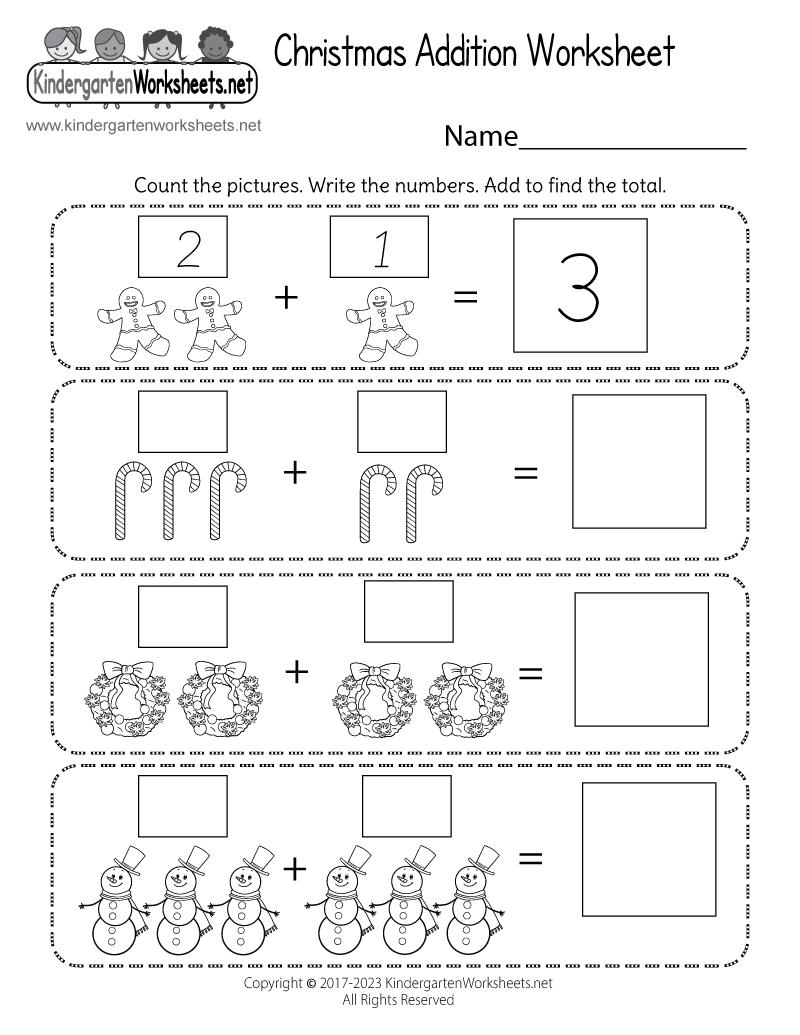 Christmas Math Worksheets For Kindergarten