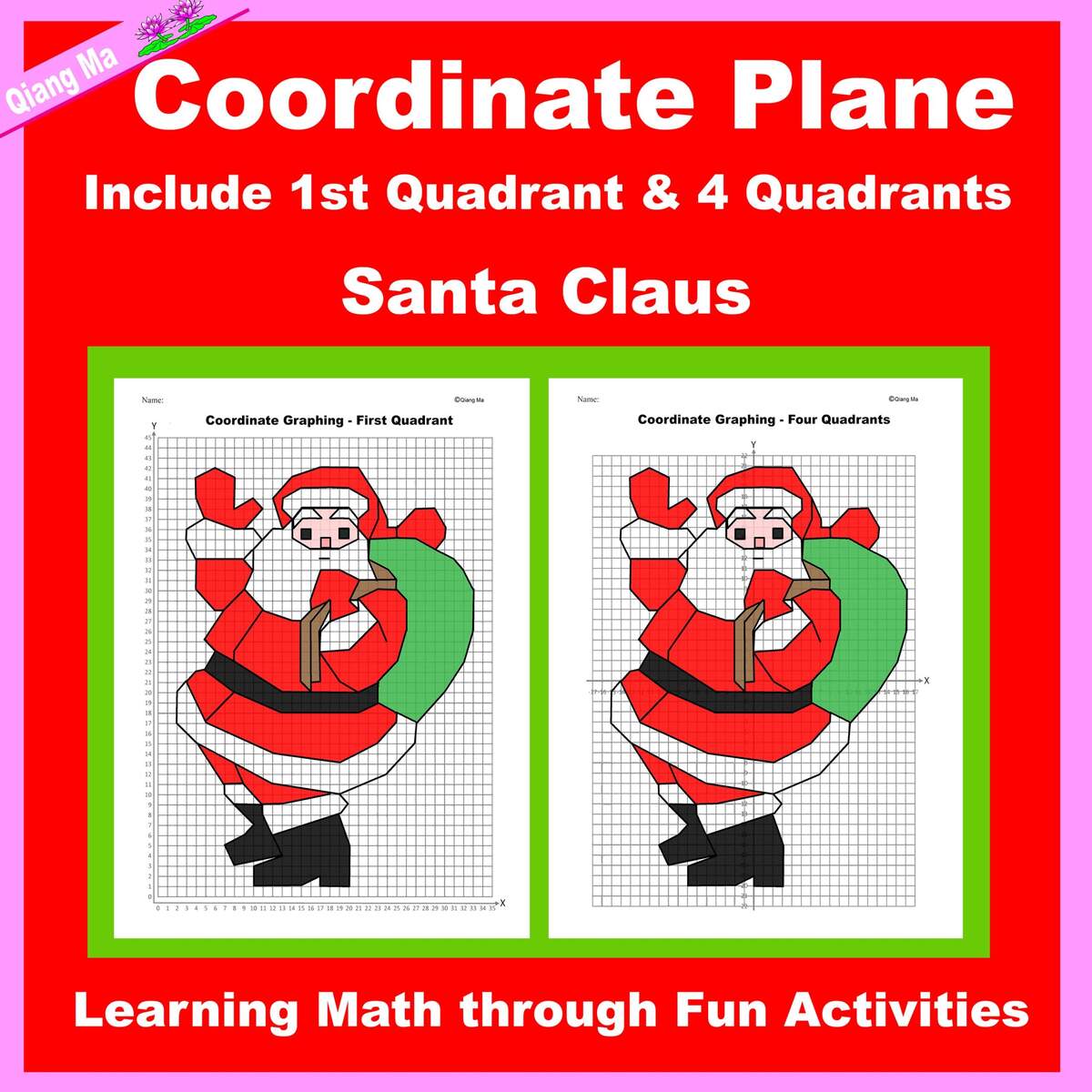 Christmas Coordinate Plane Graphing Picture Santa Claus Classful Christmas Coordinate Plane Graphing Picture Santa Claus Classful