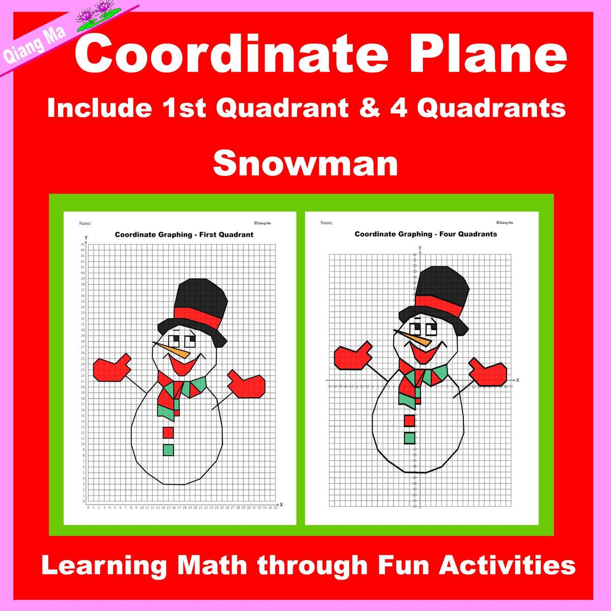 Christmas Coordinate Plane Graphing Picture Snowman Classful Christmas Coordinate Plane Graphing Picture Christmas Bundle 6 In 1 Classful