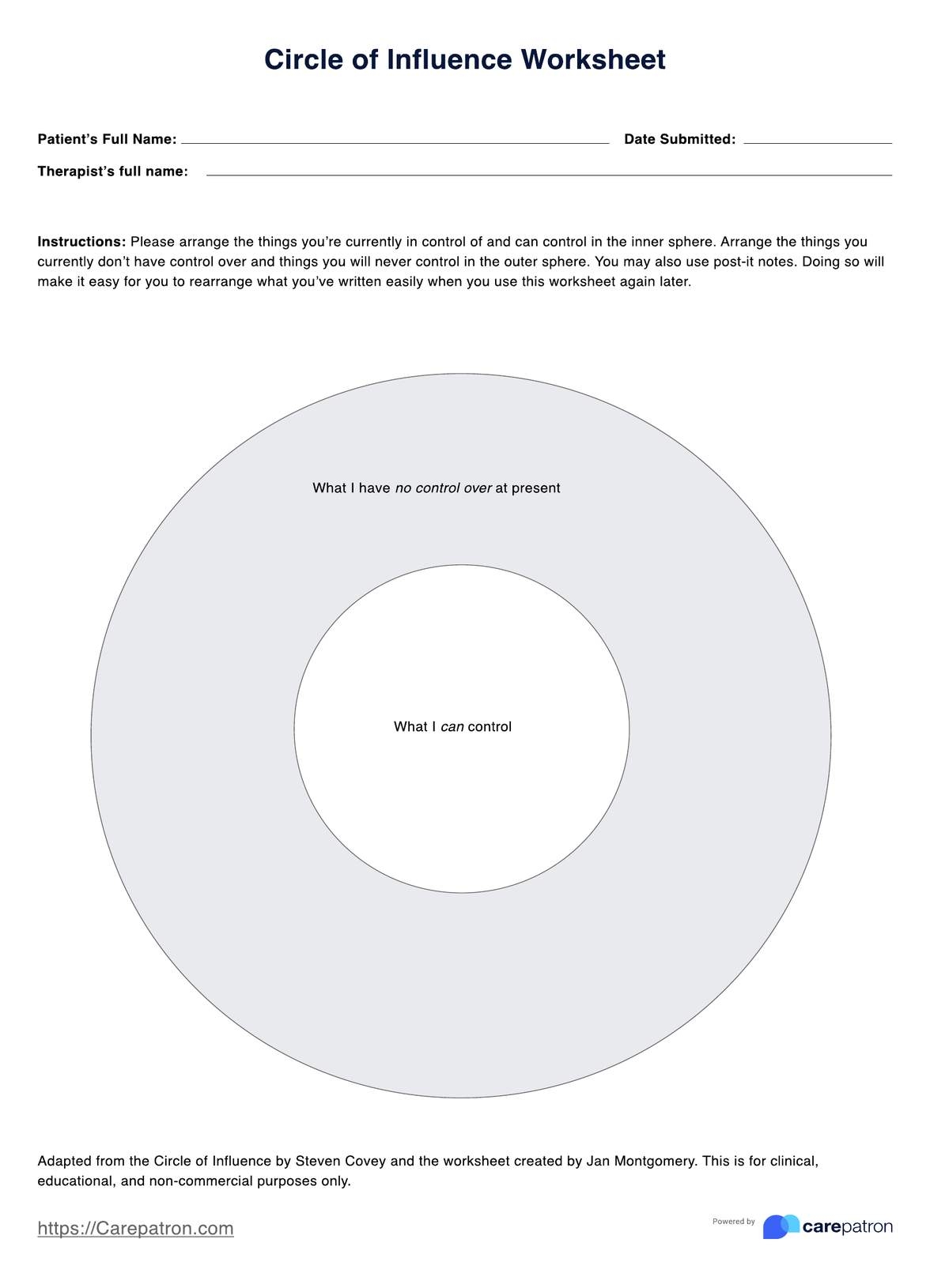 Circle Of Influence FREE Download Printable Little With Great Love