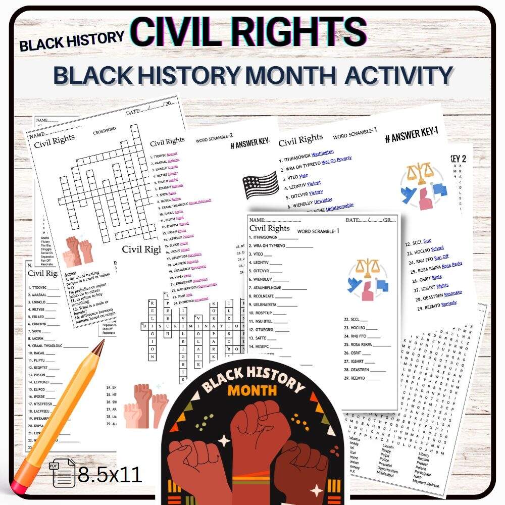 Civil Rights Games Worksheets Black History Month Activity Made By Teachers Civil Rights Games Worksheets Black History Month Activity Made By Teachers