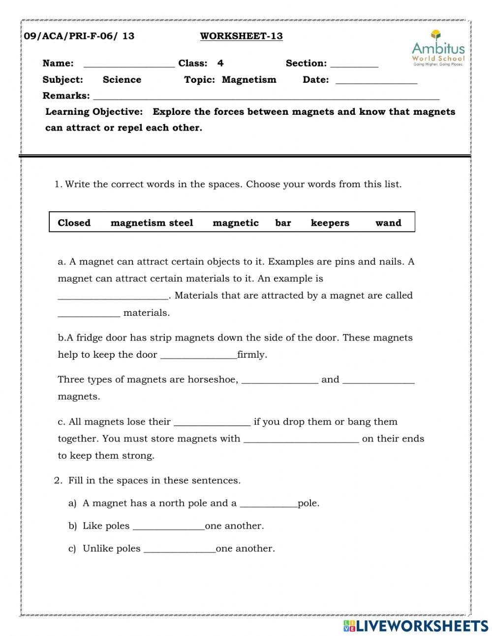 Clearance Magnet Worksheets 4th Grade Deals