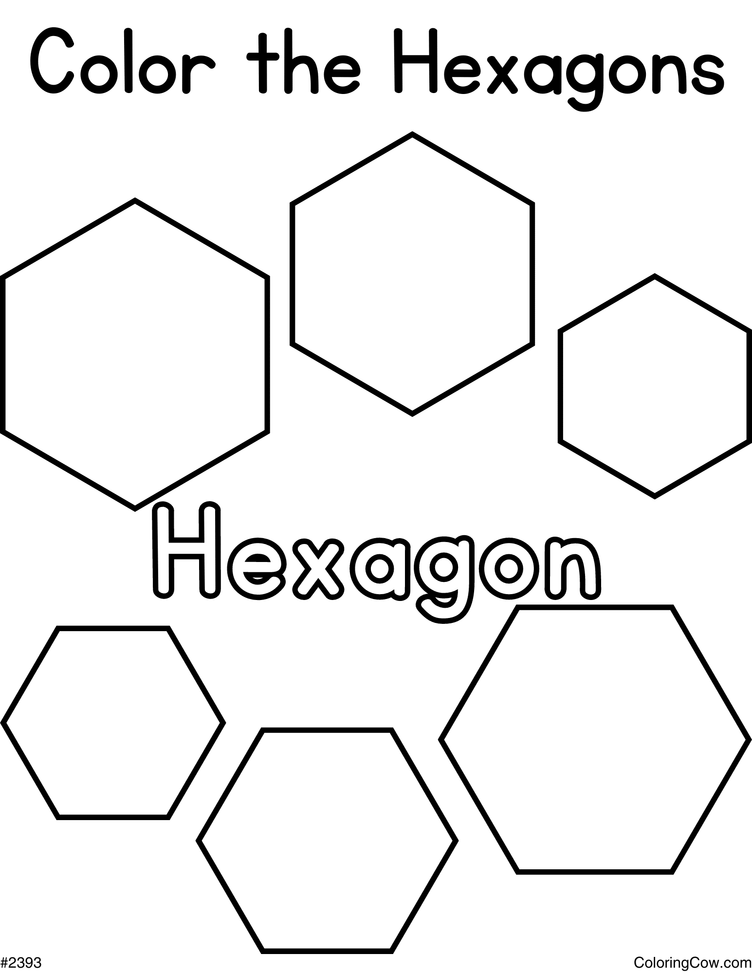 Color The Hexagons Coloring Page Color The Hexagons Coloring Page