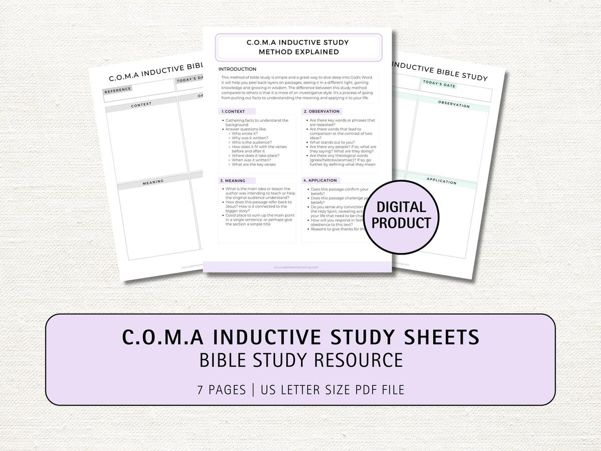 COMA Bible Study Worksheets Inductive Scripture Study Digital Download Etsy Sweden COMA Bible Study Worksheets Inductive Scripture Study Digital Download Etsy Sweden