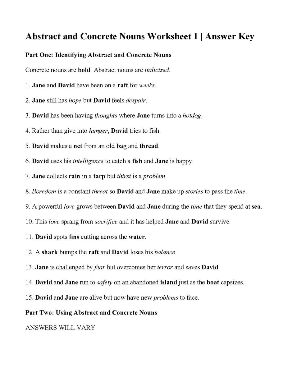 Concrete And Abstract Nouns Worksheet Lost At Sea Parts Of Speech Activity Concrete And Abstract Nouns Worksheet Lost At Sea Parts Of Speech Activity
