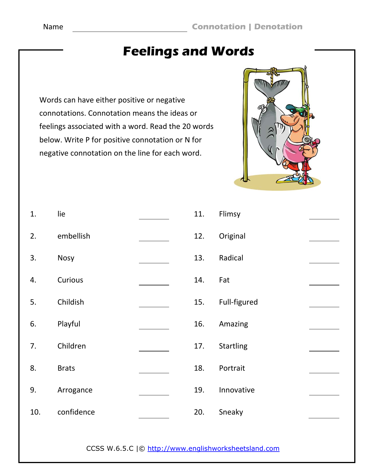 Connotation Denotation Worksheet Feelings Words Connotations Denotations Positive And Negative Meanings Worksheet Worksheets Library