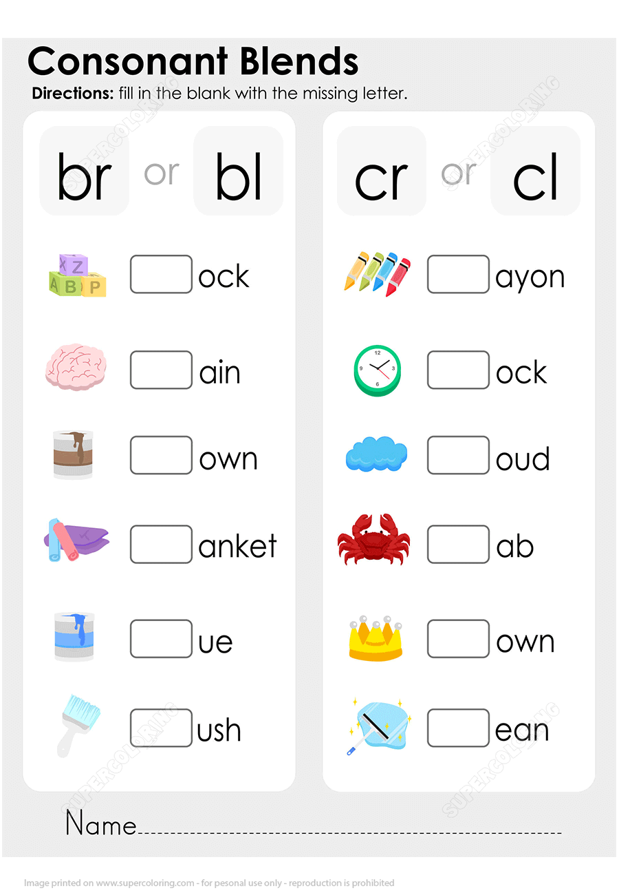 Consonant Blends Worksheet Free Printable Worksheets