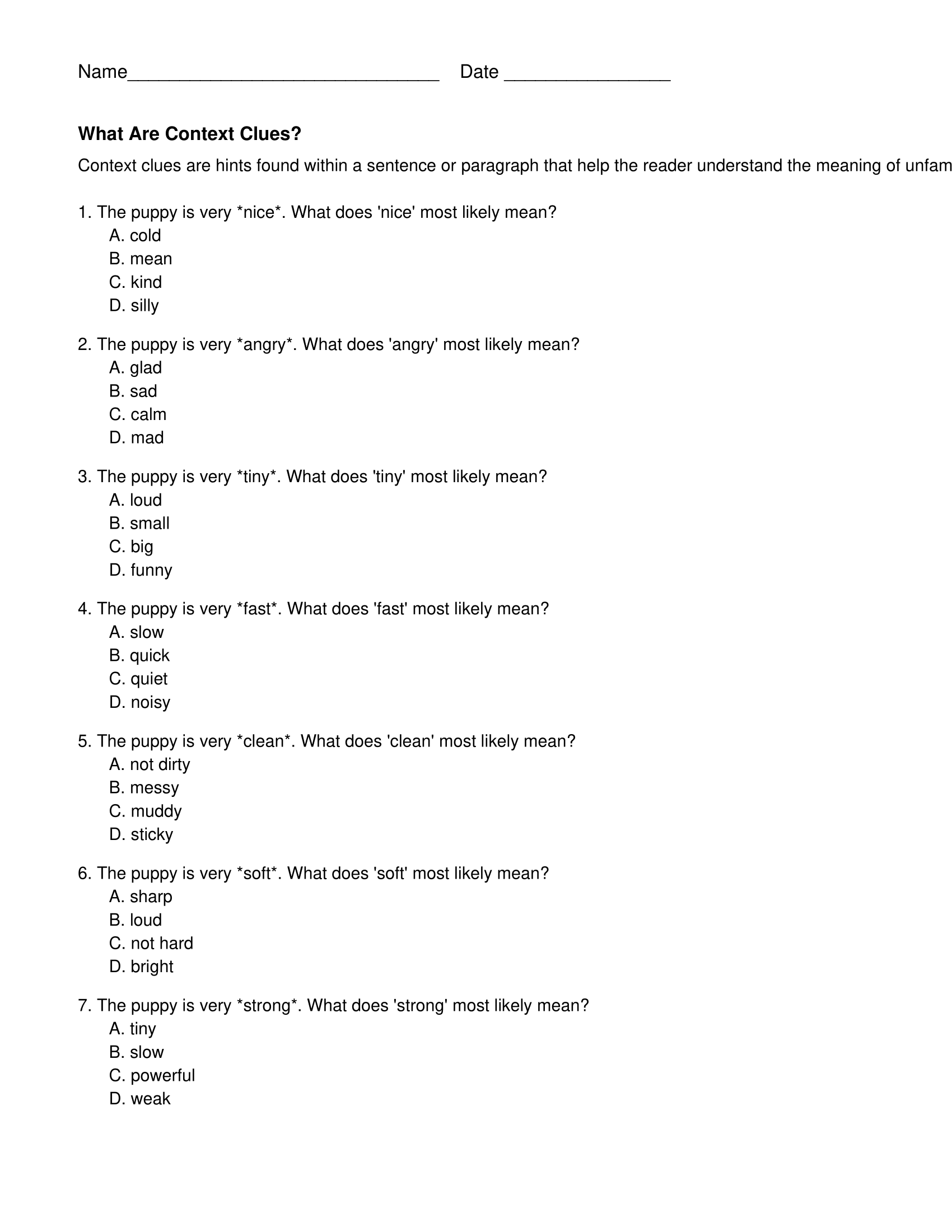 Context Clues Worksheets By Grade Printable Reading Activities Context Clues Worksheets By Grade Printable Reading Activities