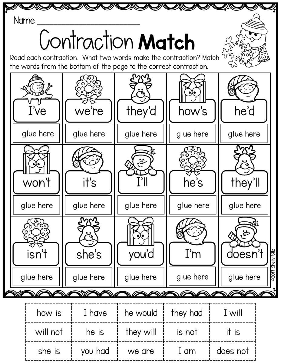 Contractions Worksheet Second Grade Teaching Blog Contractions Worksheets Grade1to6