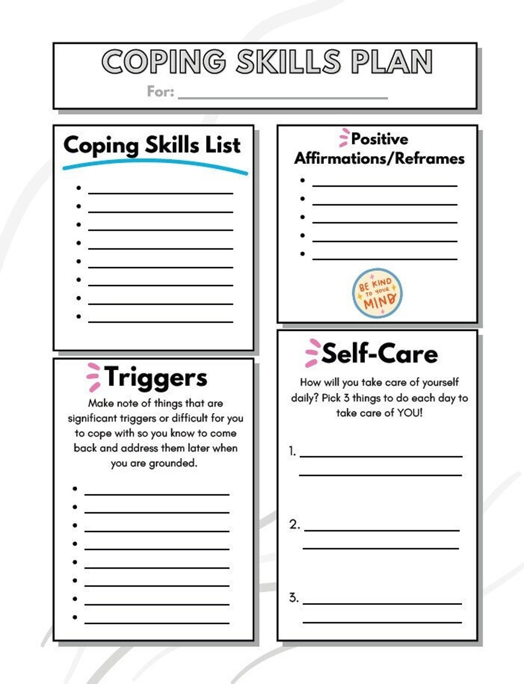 Coping Skills Worksheet Etsy 75 Coping Skills For Kids FREE Printable Krista H Counseling