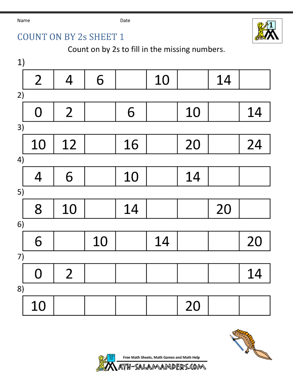 Counting By 2s Worksheets Skip Counting Worksheets And Charts Free Printables Lettering SVG Files Tools Apps