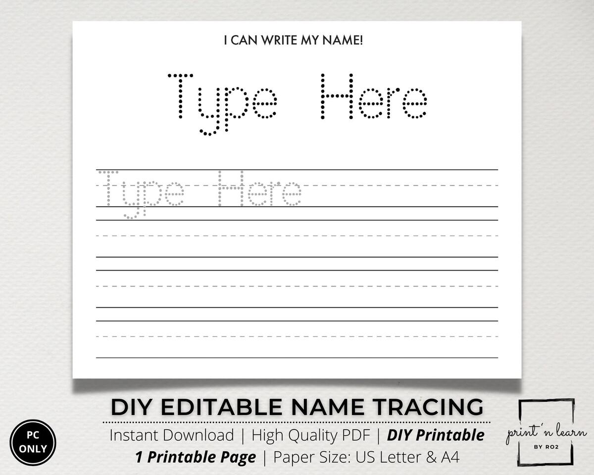Custom Name Tracing Sheet Handwriting Practice Name Writing Name Worksheet Editable Name Tracing Name Trace Worksheet Printable DIY Etsy Editable Name Practice Name Writing Worksheets Fun Early Learning