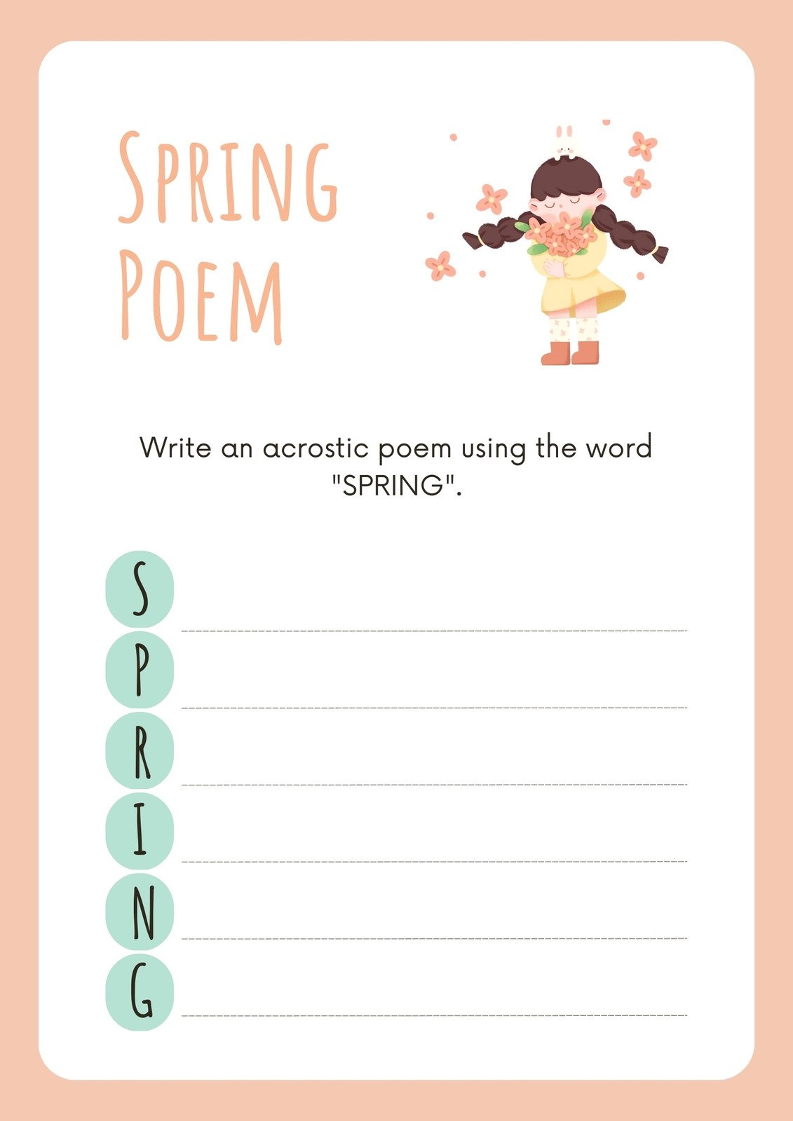 Custom Printable Spring Worksheet Templates Canva