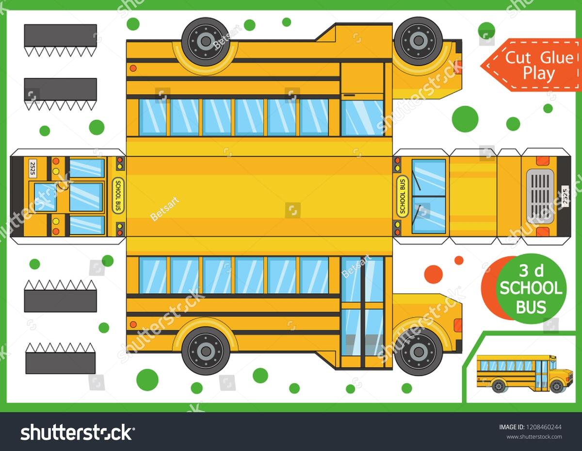 Build A School Bus Cut Paste Craft Back To School Coloring Page Printable American Yellow Bus Model Educational Transport Art Activity Etsy